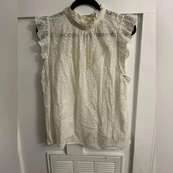 Frame Eyelet lace sleeves ruffle blouse top XL - Picture 2 of 8